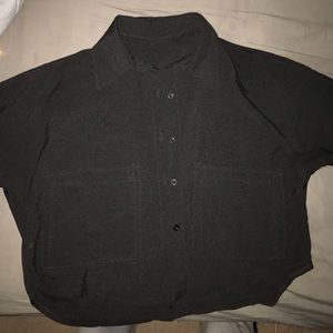 Black blouse short sleeved cropped